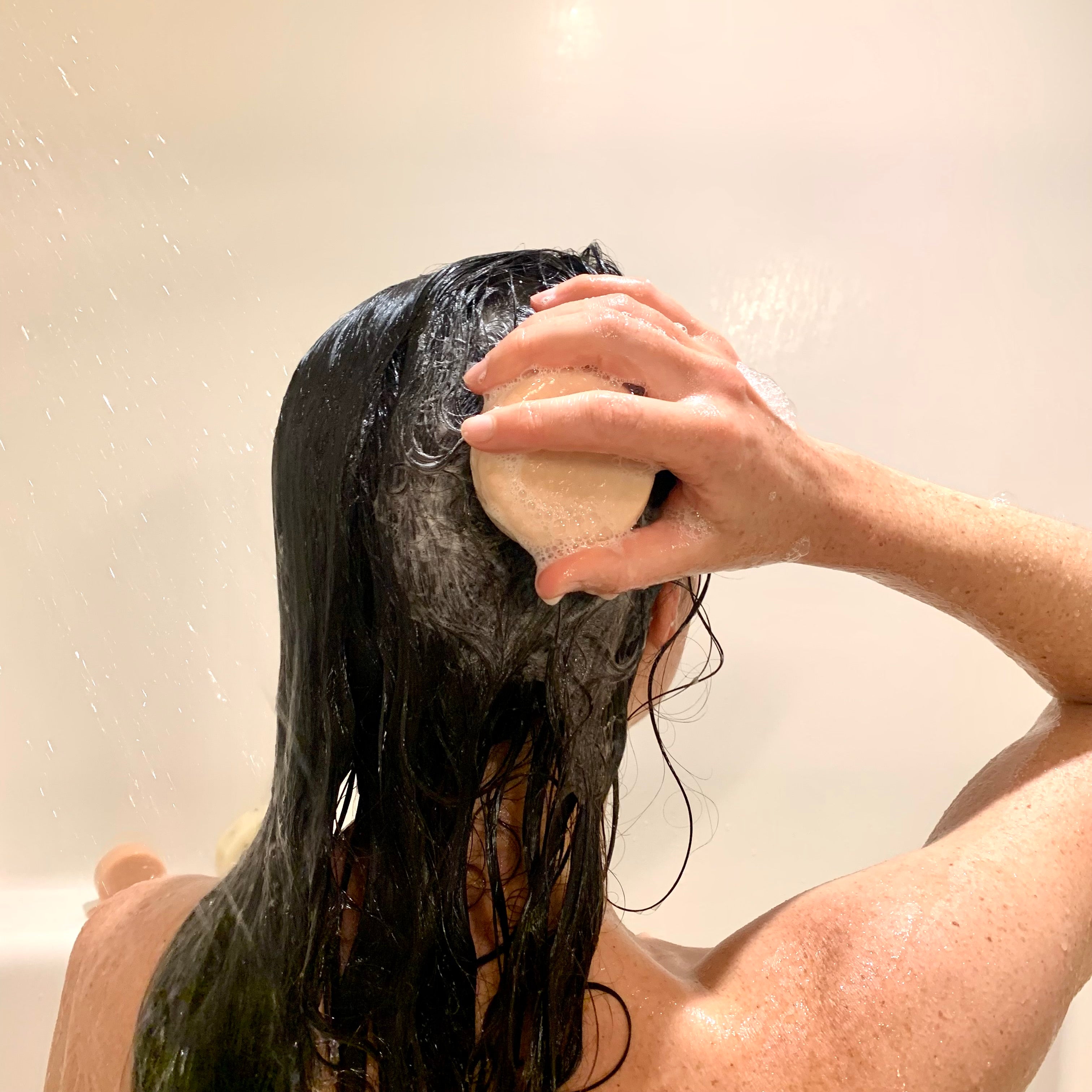 Lavami Revitalize Shampoo Bar in the Shower - Made in Calgary